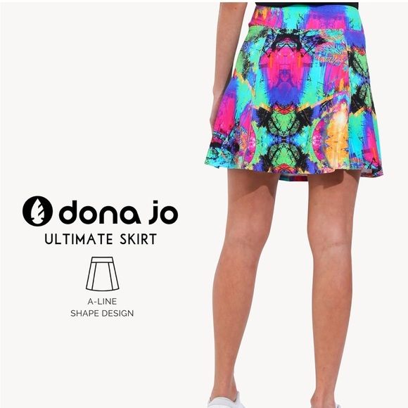 Donna Jo Ultimate A-Line Activeware Blue Multi Dri Fit Skort Size Medium - Picture 4 of 14
